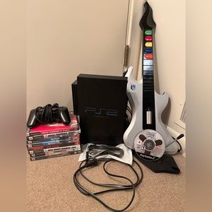 PlayStation 2 Bundle: Console, Games, Controller, Guitar Hero and more